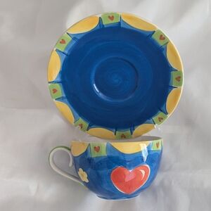 Hand-Painted Whittard of Chelsea Ceramic Cup and Saucer
